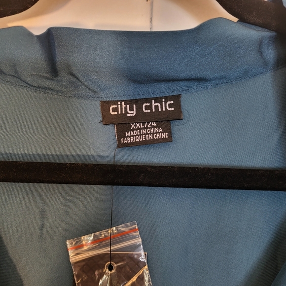 City Chic Plus Top in Awe Size XXL/24 color: teal - Picture 5 of 10